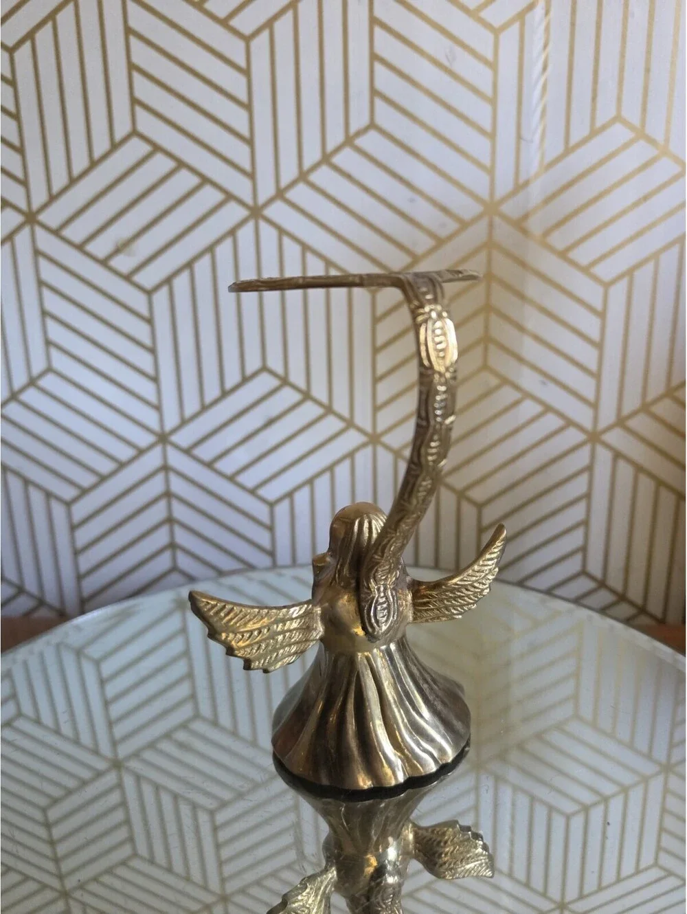 Vintage Solid Brass Angel Candle Votive Holder 6